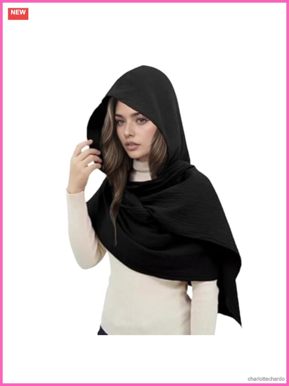 Unisex Hooded Cowl Scarf Cape 100% Cotton Renaissance Cosplay Shawl Wrap